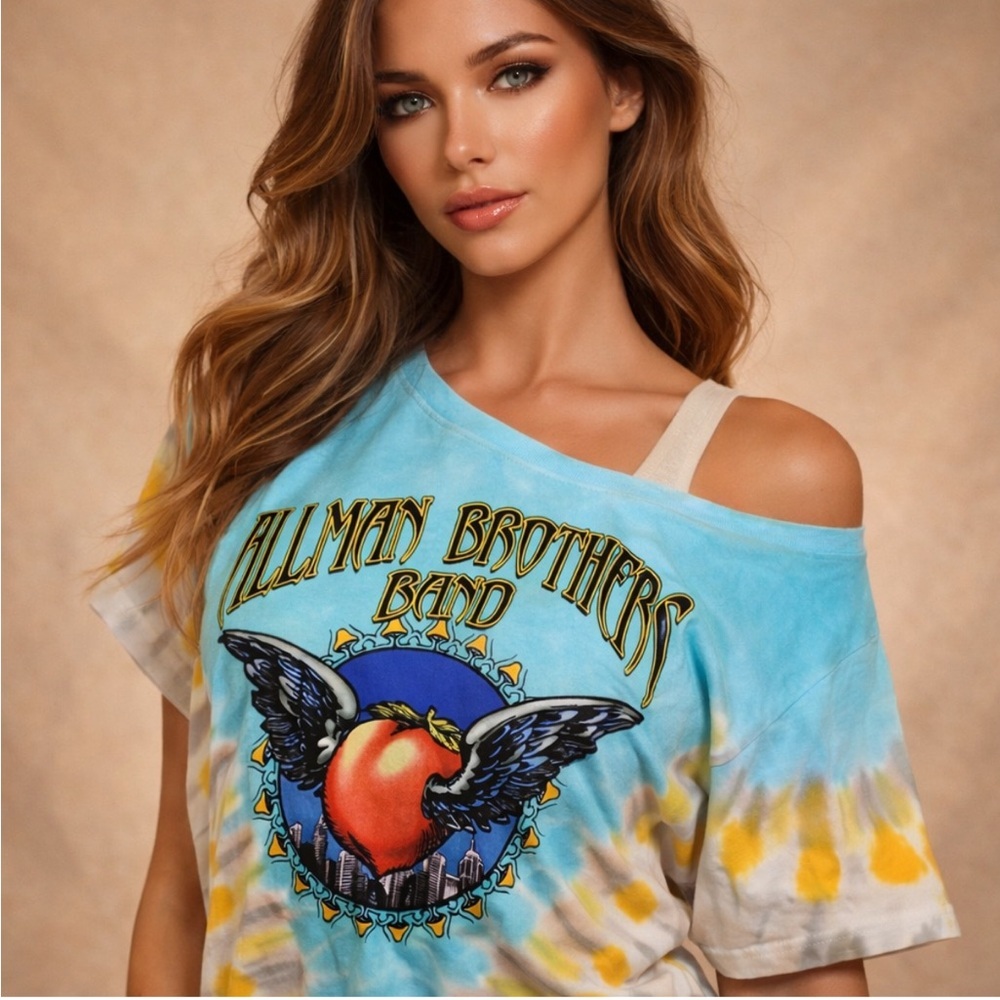 Liquid Blue Allman Brothers Band Tie-Dye Graphic Tee Medium Vintage Rock Band